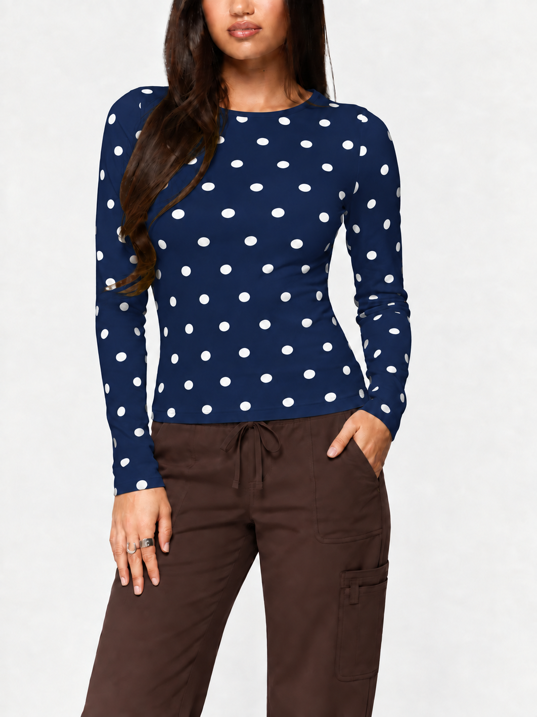 Women’s Polka Dot Slim-Fit Long Sleeve Underscrub