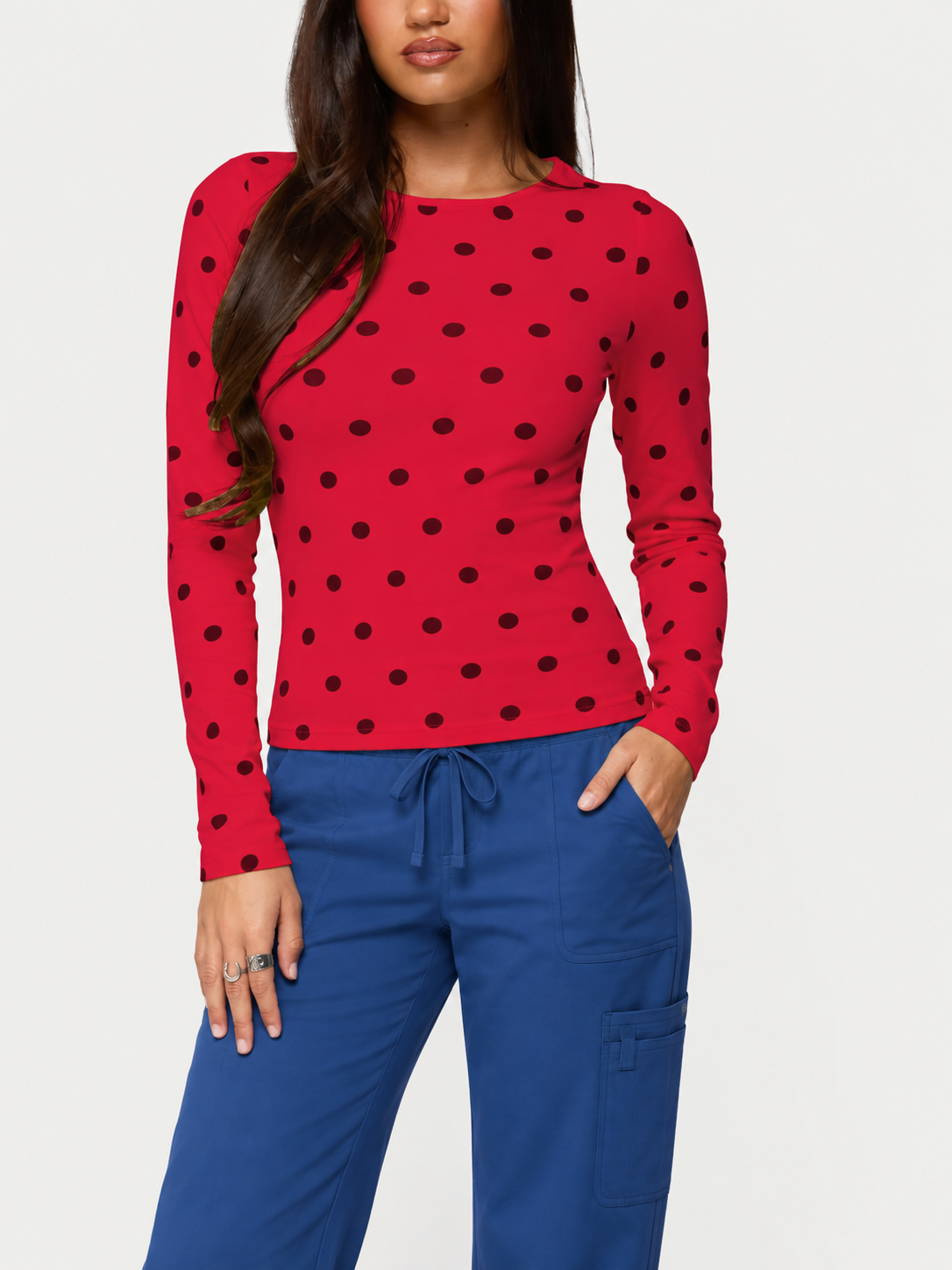 Women’s Polka Dot Slim-Fit Long Sleeve Underscrub