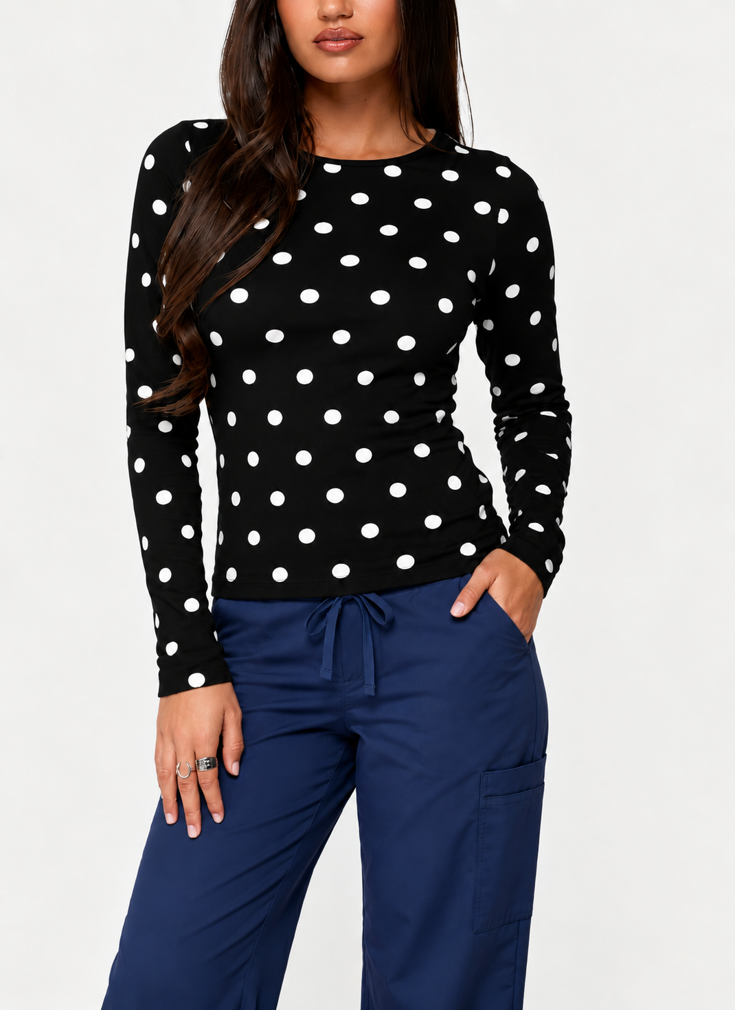 Women’s Polka Dot Slim-Fit Long Sleeve Underscrub