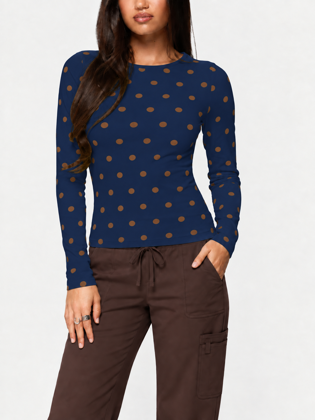 Women’s Polka Dot Slim-Fit Long Sleeve Underscrub